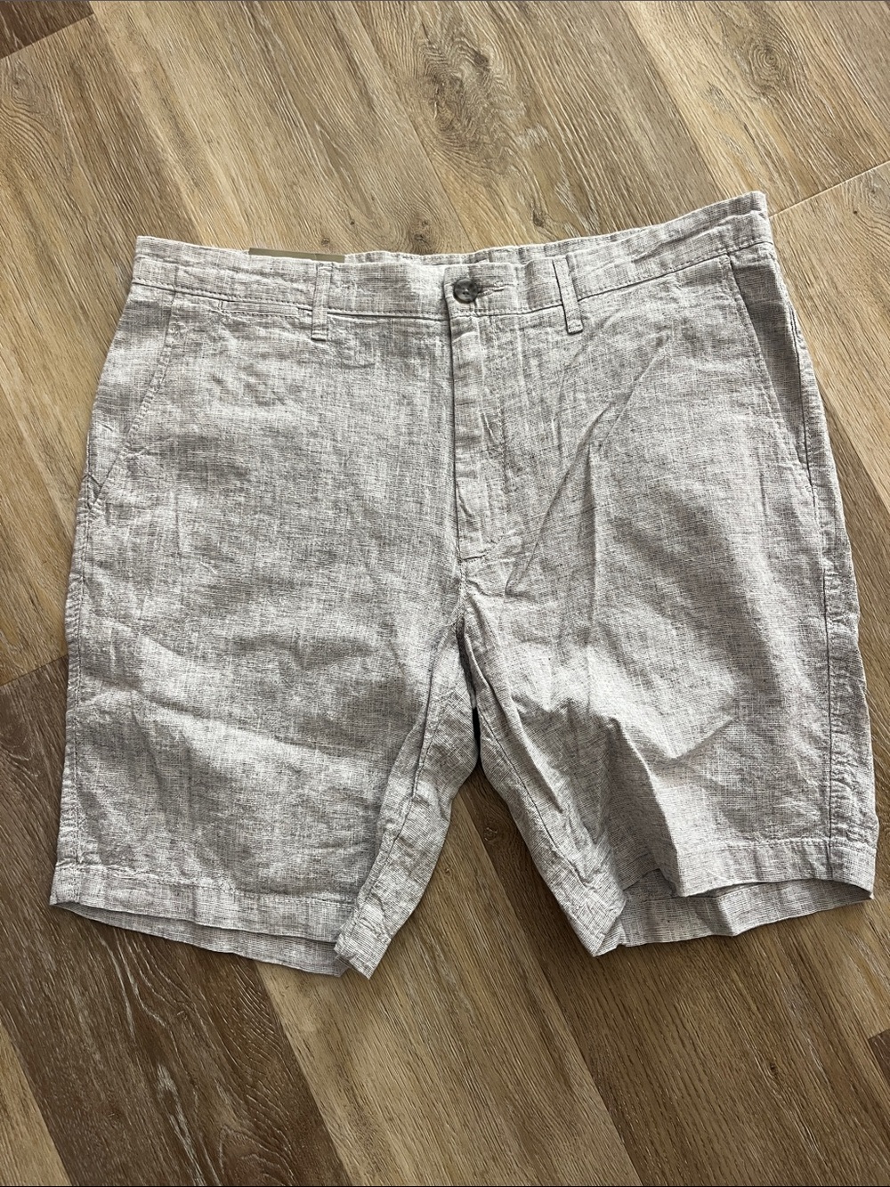 NWT Goodfellow & Co Men's Linden Flat Front Linen Blend Shorts Grey Size 36